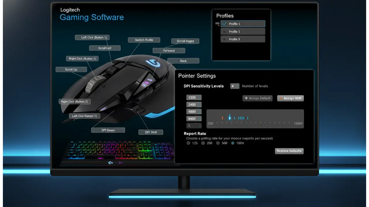 Logitech Gaming Software interface for device customization