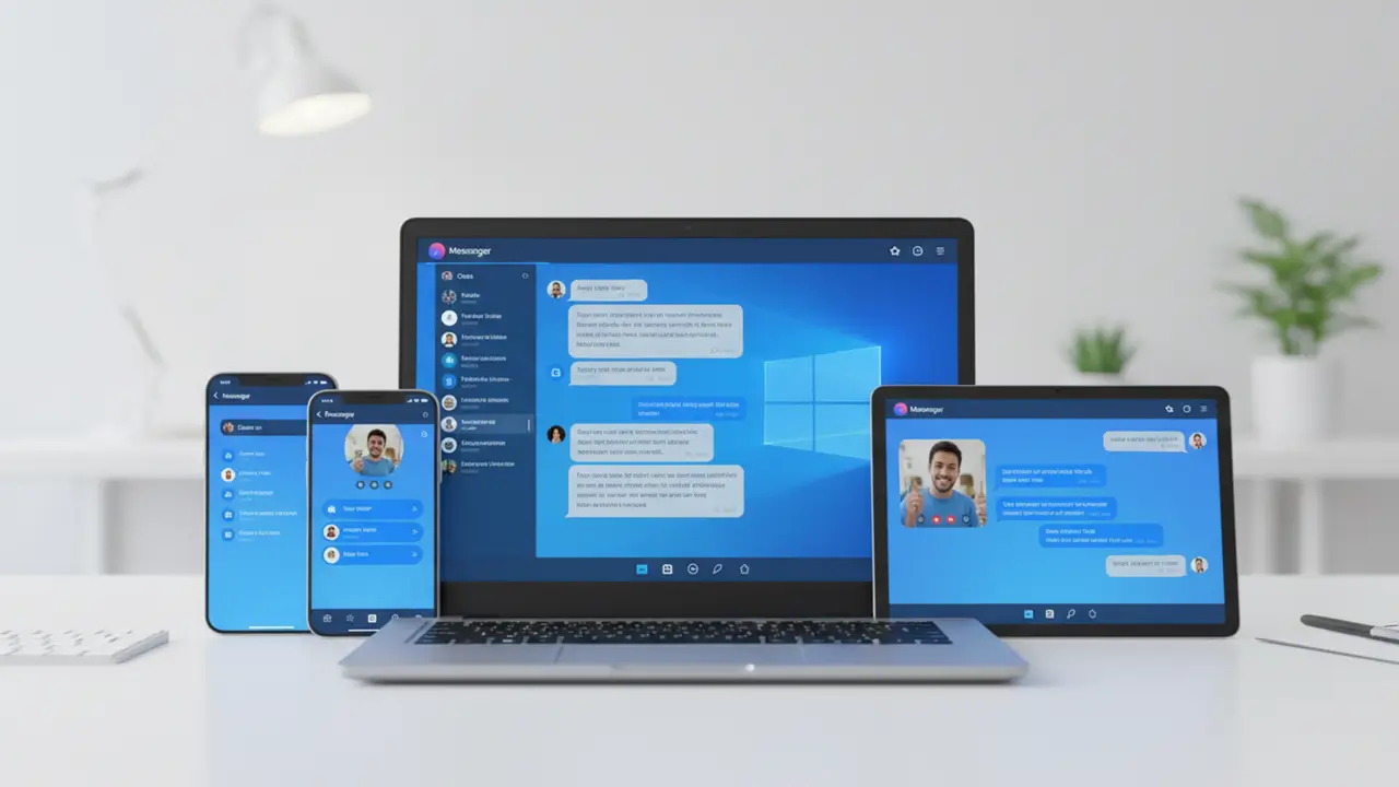Messenger app interface on Windows and mobile