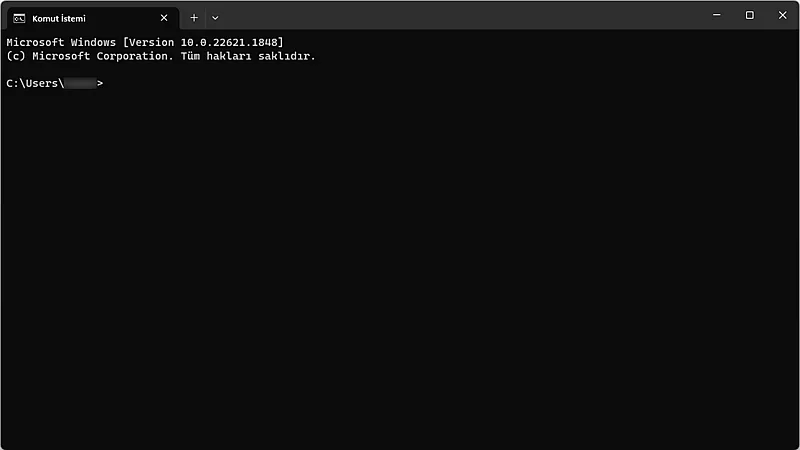 An empty Windows 11 Command Prompt window ready for a command