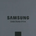 A grey Samsung solid state drive (SSD) showing the Samsung logo